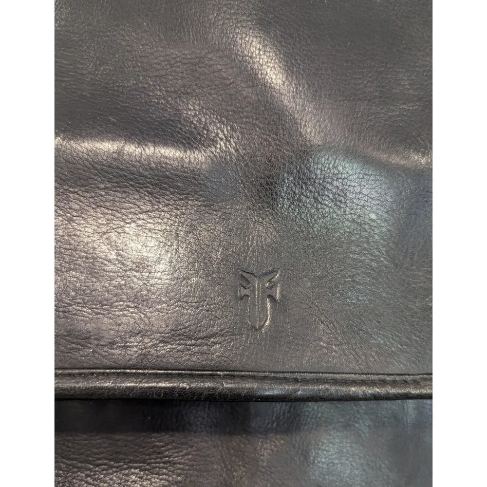 FRYE Vintage Black Leather Flap Over Satchel MISSING PARTS